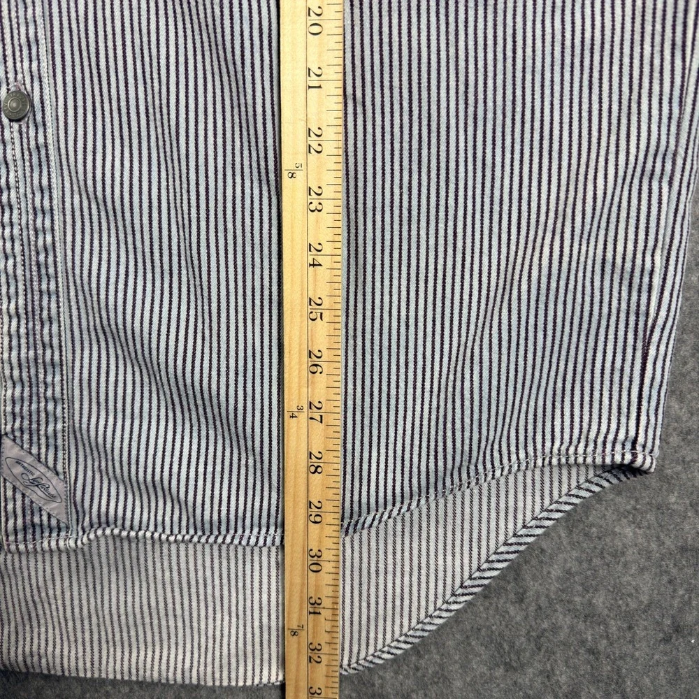 Vintage Levi's Shirt Men's Large Blue White Striped Denim Work Engineer Chore